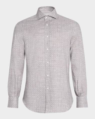 Brunello Cucinelli Men's Cotton Floral Casual Button-Down Shirt