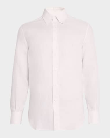 Brunello Cucinelli Men's Linen Casual Button-Down Shirt