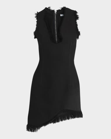 Ferragamo Raw-Edge Sleeveless Denim Mini Curve Dress