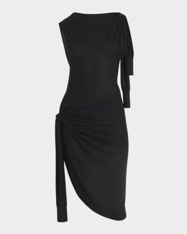 Ferragamo Knotted Sleeveless Silk-Cotton Knit Midi Dress