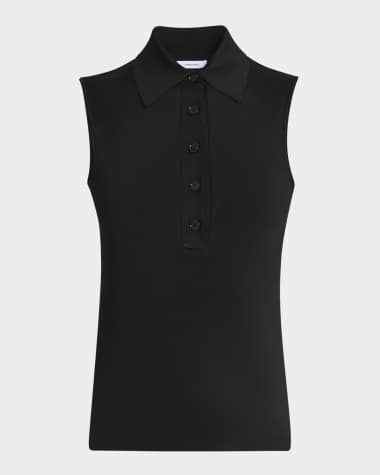 Ferragamo Sleeveless Viscose Knit Polo Top