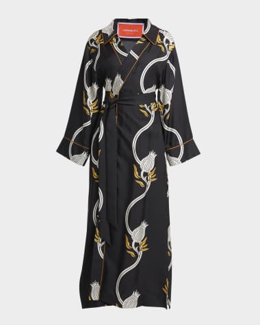 La DoubleJ Midnight Silk Twill Maxi Wrap Dress