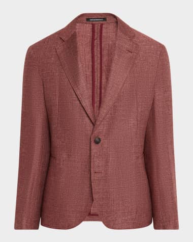 Emporio Armani Men's Linen and Wool Soft Single-Breasted Sport Coat