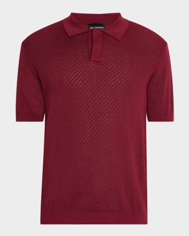 Emporio Armani Men's Micro-Jacquard Short-Sleeve Polo Sweater