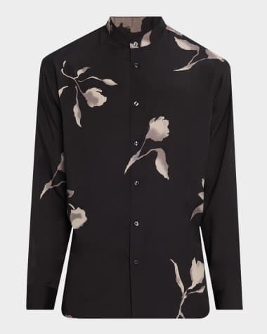 Emporio Armani Men's Leaf-Print Sport Shirt