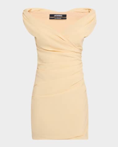 Jacquemus La Rita Draped Off-The-Shoulder Mini Dress