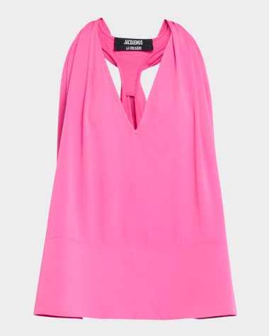 Jacquemus Le Norma V-Neck Gathered Tank Top