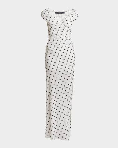 Jacquemus Rita Polka-Dot Off-The-Shoulder Gown