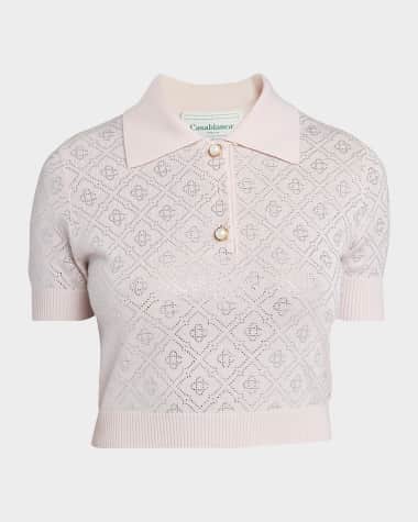 CASABLANCA Crystal Monogram Crop Polo Shirt