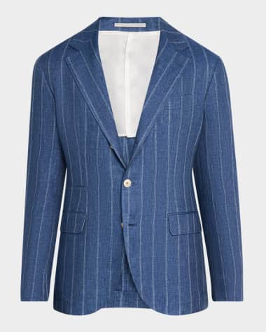 Brunello Cucinelli Men's Linen Pinstripe Single-Breasted Sport Coat