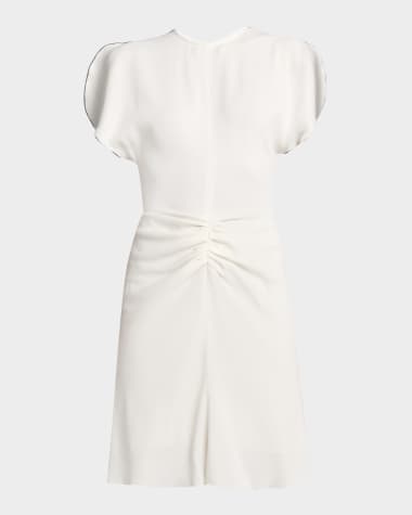 Victoria Beckham Gathered Waist Wool Mini Dress