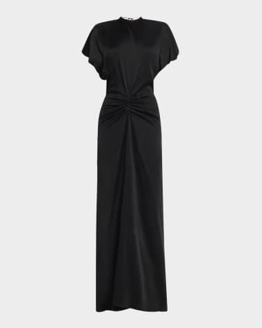 Victoria Beckham Gathered-Waist Backless Satin Gown