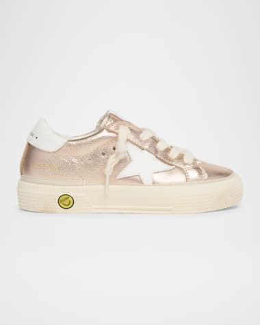 Golden Goose Girl's May Laminated Leather Low-Top Sneakers, Kids