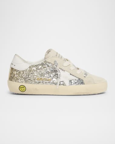 Golden Goose Girl's Super Star Glitter Leather Low-Top Sneakers, Toddler/Kids