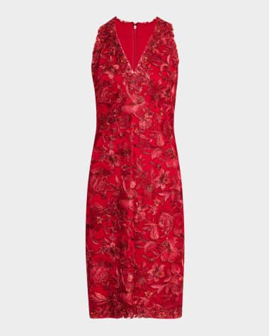 Tadashi Shoji Sleeveless Embroidered Lace Halter Dress