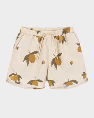 Konges Slojd Boy's Asnou Lemon-Print Swim Shorts, Size 9M-10