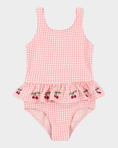 Konges Slojd Girl's Soline Gingham-Print Swimsuit, Size 9M-18M