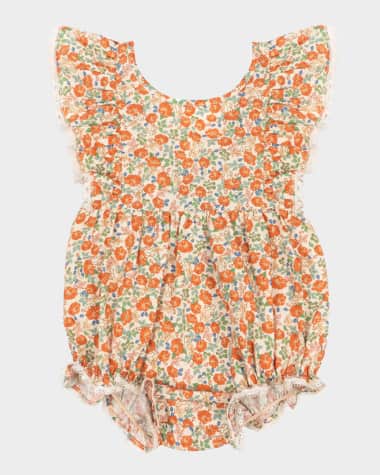 Konges Slojd Girl's Verbena Ruffle Print Romper, Size 3M-18M