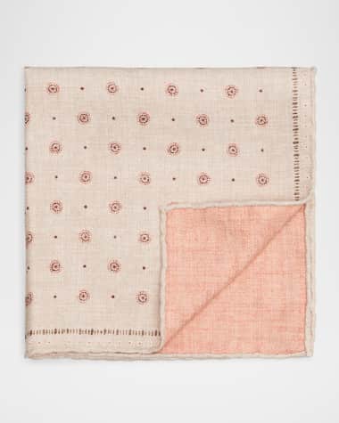 Brunello Cucinelli Men's Silk Geometric Dot Pocket Square