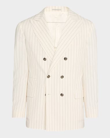 Brunello Cucinelli Men's Double-Breasted Pinstripe Sport Coat