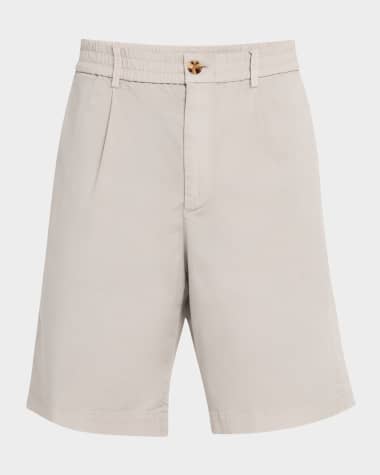 Brunello Cucinelli Men's Pleated Stretch-Waistband Bermuda Shorts