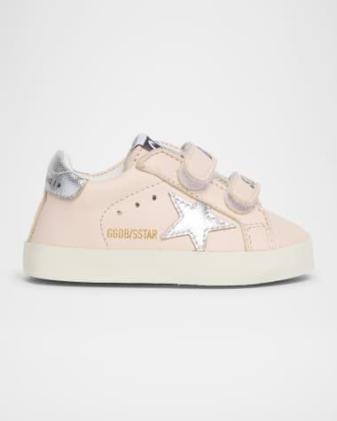 Golden Goose Girl's School Laminated Star Sneakers, Baby
