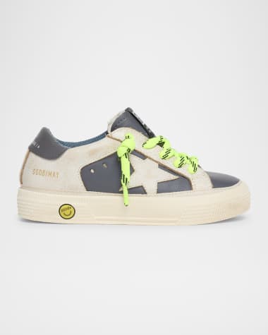 Golden Goose Boy's May Nappa Leather Star and Heel Lace-Up Sneakers, Toddler/Kids
