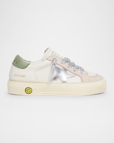 Golden Goose Girl's May Nappa Leather Star and Heel Lace-Up Sneakers, Toddler/Kids
