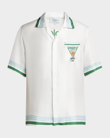 CASABLANCA Men's Metaphysical Tennis Icon Silk Camp Shirt