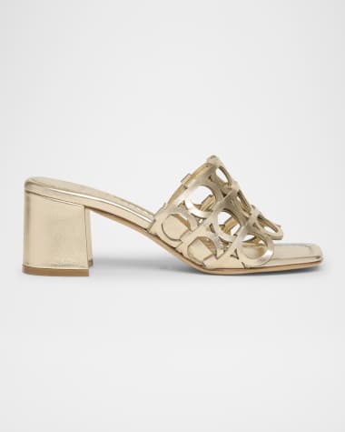 Ferragamo Erne Leather Gancini Link Mule Sandals