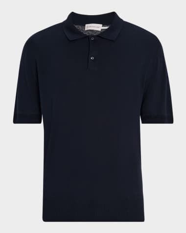 Moncler Men's Silk and Linen Knit Polo Shirt