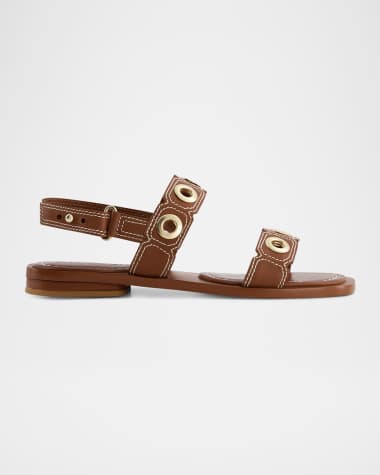 Bernardo 1946 Acro Leather Flat Slingback Sandals
