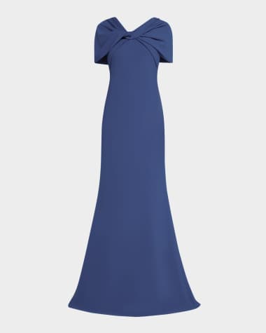 Badgley Mischka Collection Twist-Front Trumpet Gown