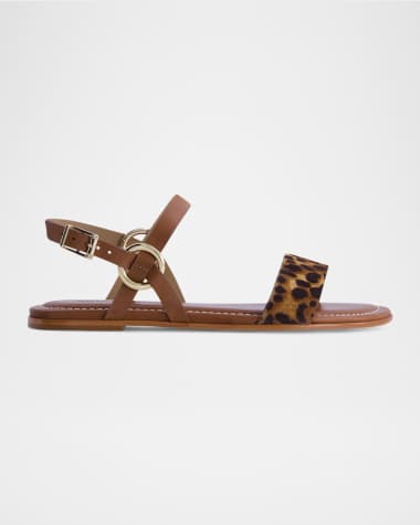 Bernardo Henre Leopard Flat Slingback Sandals