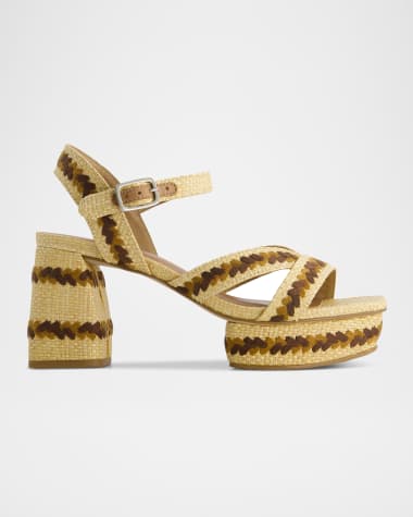 Bernardo Liana Raffia Ankle-Strap Platform Sandals