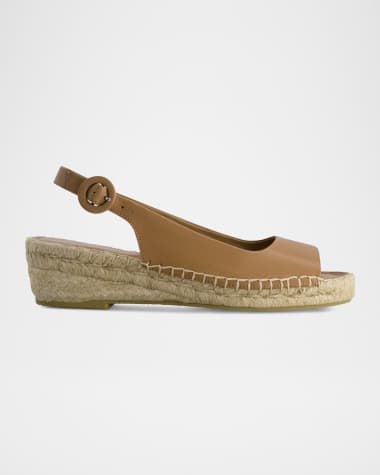 Bernardo Melila Leather Slingback Wedge Espadrilles