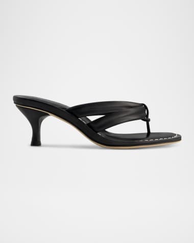 Bernardo 1946 Miami Kitten-Heel Leather Mule Sandals