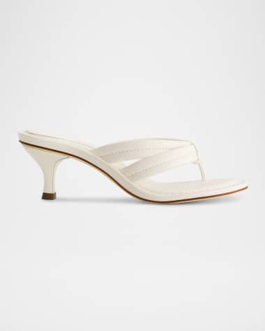 Bernardo 1946 Miami Kitten-Heel Leather Mule Sandals