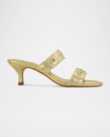 Bernardo 1946 Patra Metallic Dual-Band Slide Sandals