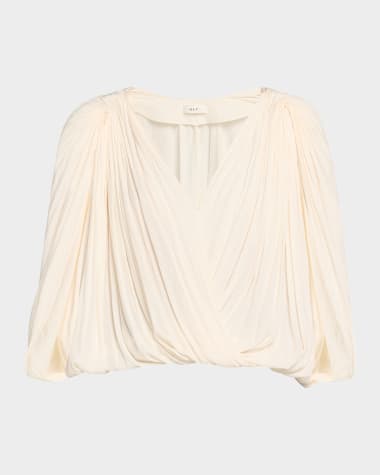 A.L.C. Vivian Draped Cape-Sleeve Top
