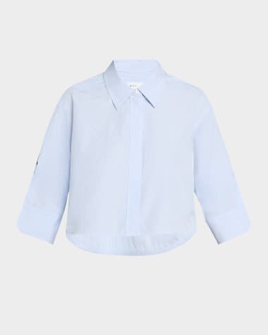 A.L.C. Maude High-Low Striped Cotton Shirt