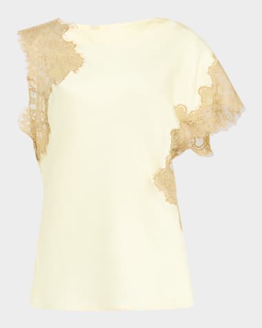 A.L.C. Alessia Satin and Lace Top