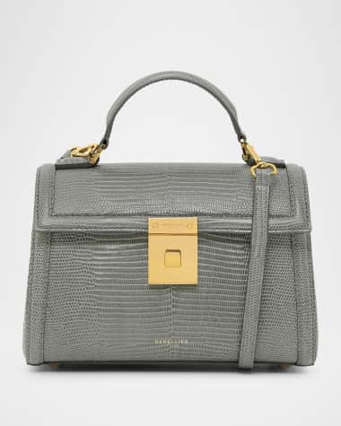 DeMellier The Paris Lizard-Embossed Leather Top-Handle Bag