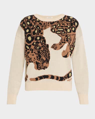 MOTHER The Jumper Animal Intarsia Cotton Sweater