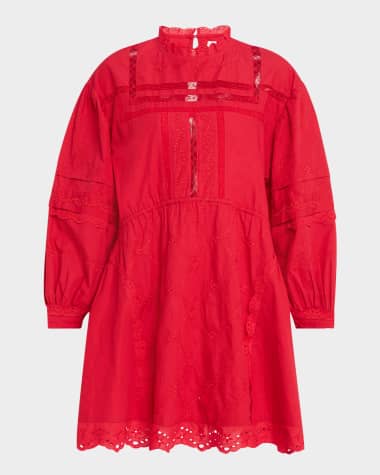 Damson Madder Clancy Embroidered Long-Sleeve Mini Dress
