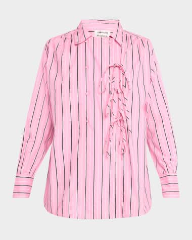 Damson Madder Carmy Striped Double-Breasted Ties Shirt