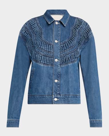 MOTHER The Loop De Loop Shirred Denim Jacket