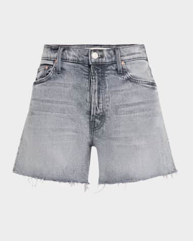 MOTHER The Skipper Short & Long Fray Denim Shorts