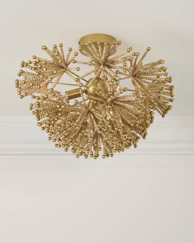 Neiman Marcus Beaded Flower Burst 3-Light Flush Mount