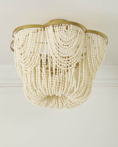 Neiman Marcus Draped Wood Bead Flushmount